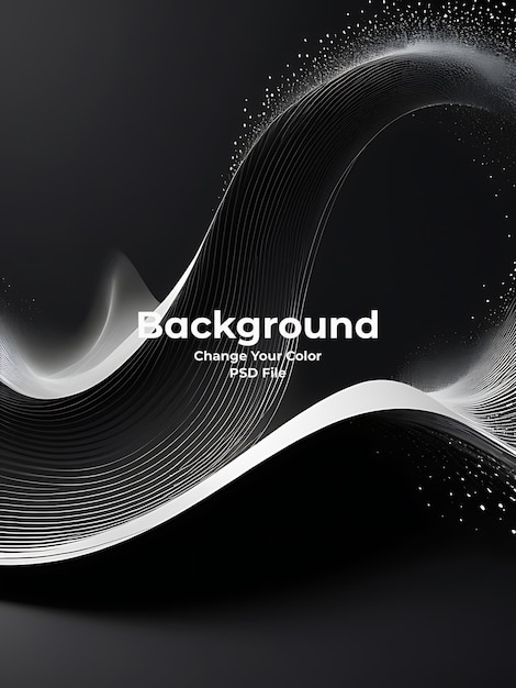 PSD Abstract black background wave of particles Technology background Carbon line black background