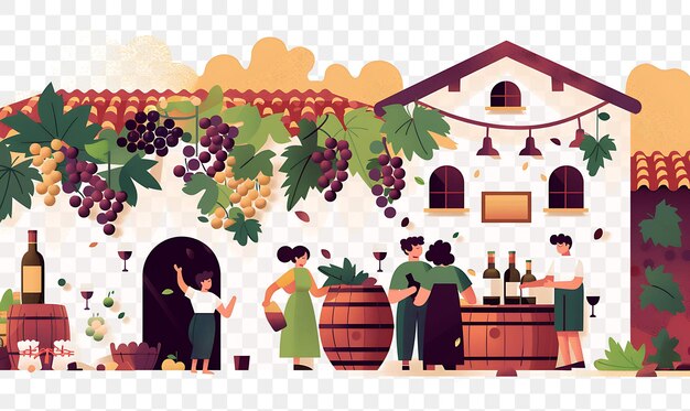 PSD psd adelaide with characters visiting a winery design is elegant 2d city flat banner poster design