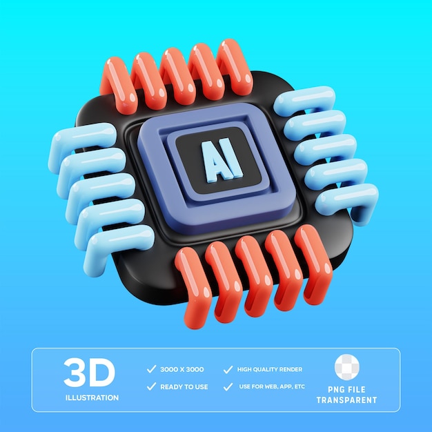 Процессорный чип PSD ai 3D иллюстрация