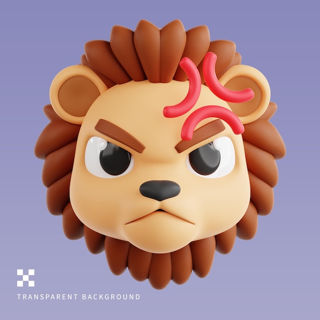 PSD Angry Lion 3D Illustration