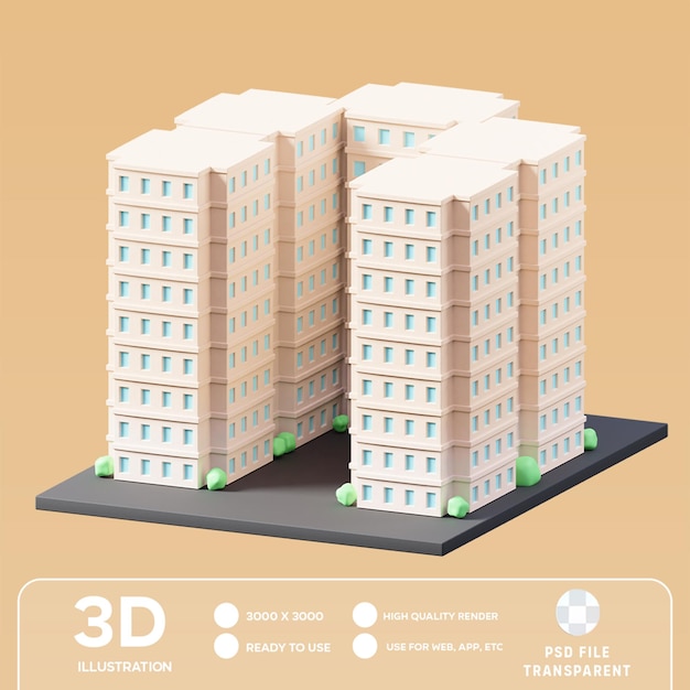 PSD psd apartment 3d illustration