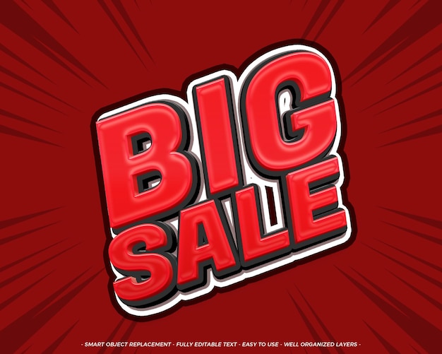 PSD psd big sale promotion comic text with cartoon 3d style effect