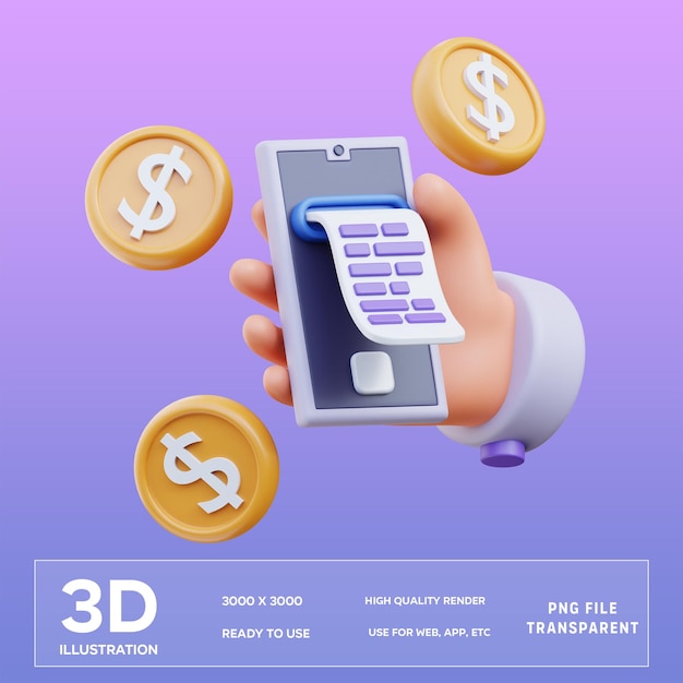 PSD Bill Payment Success 3D Illustration