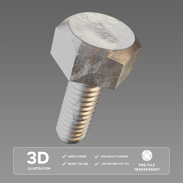 PSD bolt screw 3D Illustration