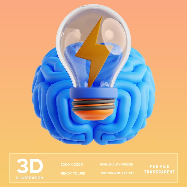 PSD brainstorm 3D Illustration