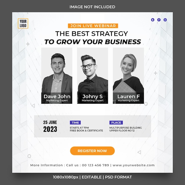 PSD business webinar banner or social media post template