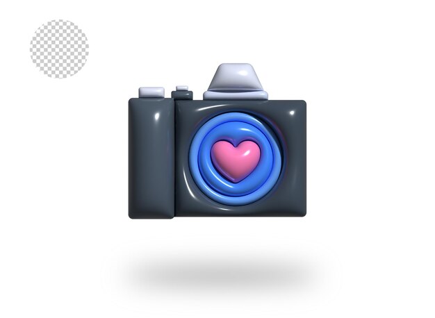 Psd camera transparent comic bubble icon 3d render illustration