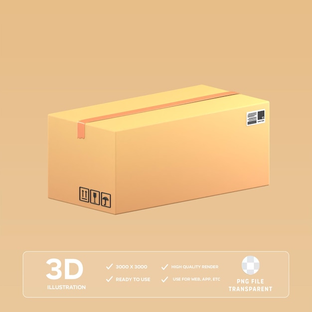 PSD psd cardboard box 3d illustration