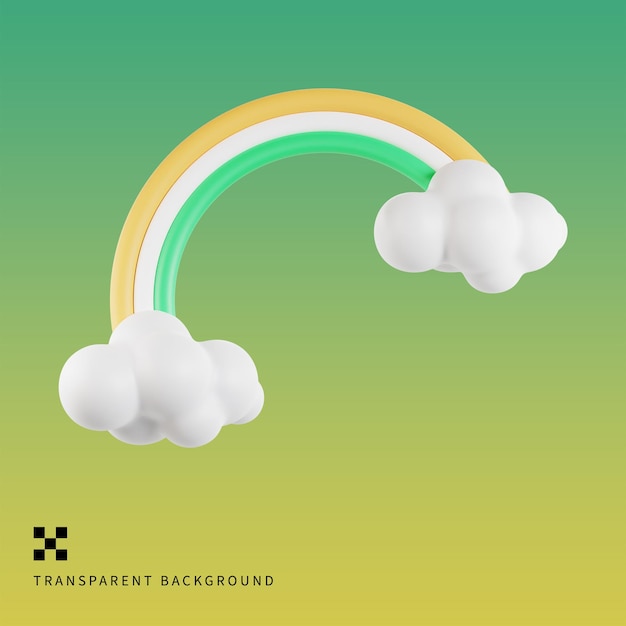 PSD cloud with rainbow 3D illustration