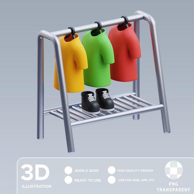 PSD coat rack 3D Ilustracja