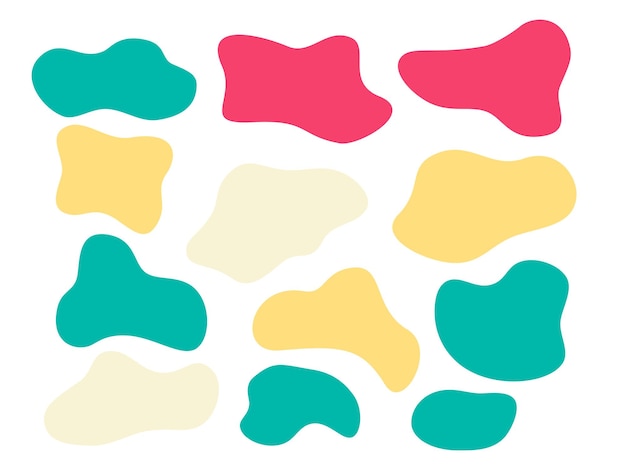 Psd colorful retro abstract shapes blob fluid hand drawn organic shapes seamless