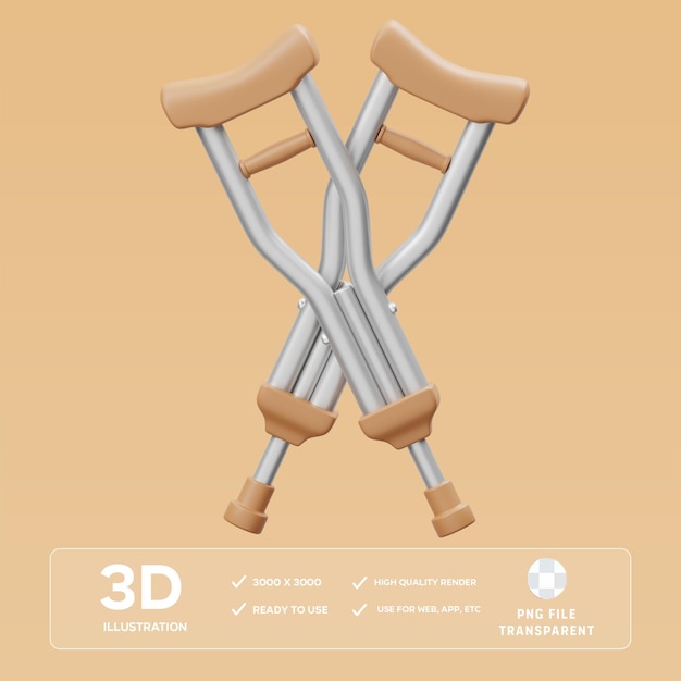 PSD Crutches 3D Illustration