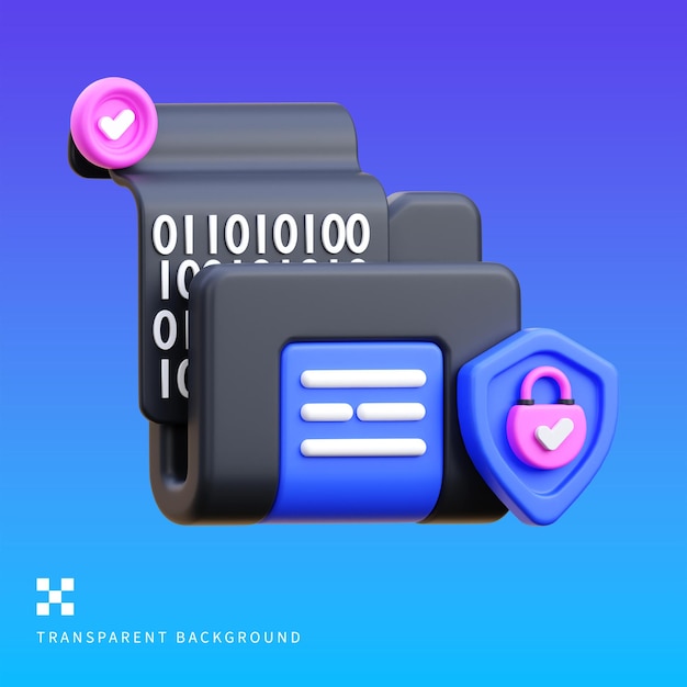 PSD Data Encryption 3D illustration