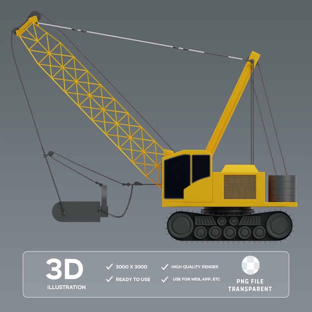 PSD psd dragline excavator 3d illustration