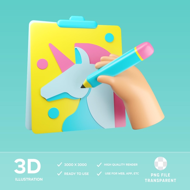 PSD drawing 3D Illustration