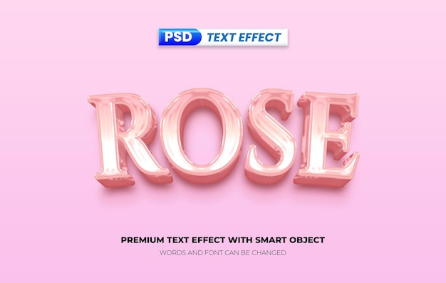 PSD psd editable text effect rose gold glossy 3d style