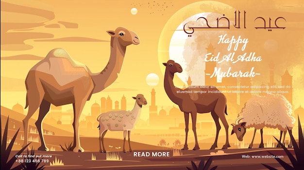 PSD Eid al adha mubarak islamic festival social media template