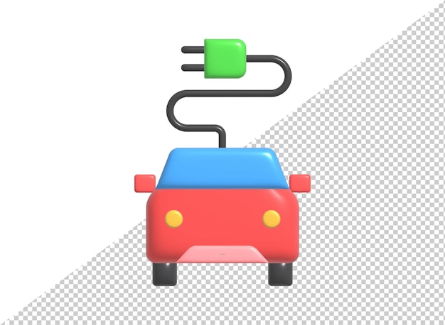 PSD Electric car comic bubble icon 3d render illustration