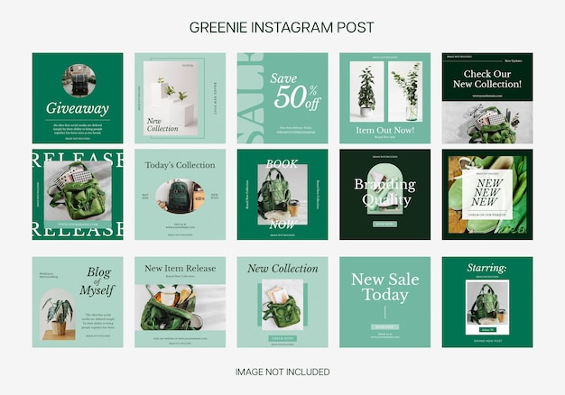 PSD psd fashion greenie pack collection instagram post template