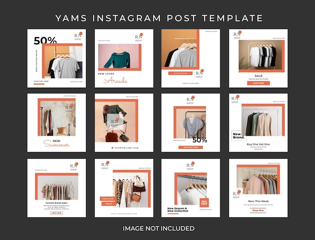 PSD Fashion yams pack collection instagram post template