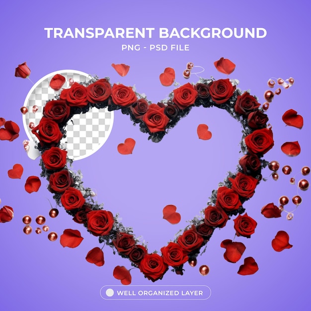 PSD Flowers Forming Heart PNG Transparent Background