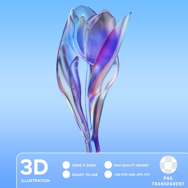 PSD psd glass flower element 3d illustration