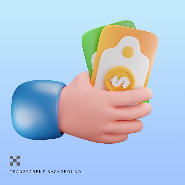 PSD Hand a Money 3D illustration