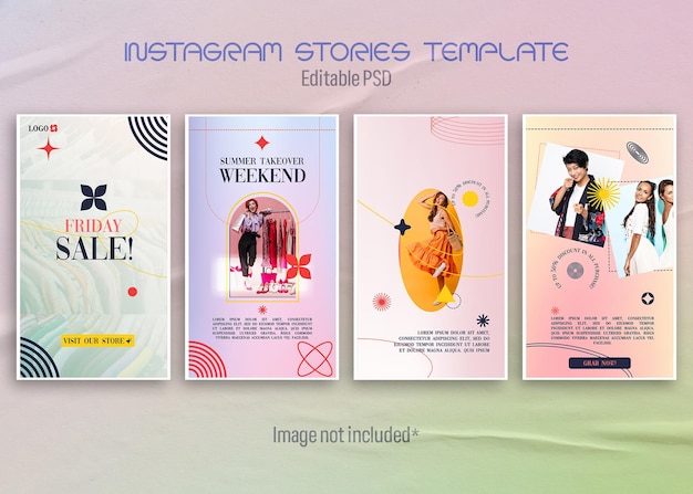 PSD psd instagram stories template gradient style fashion instagram stories templates