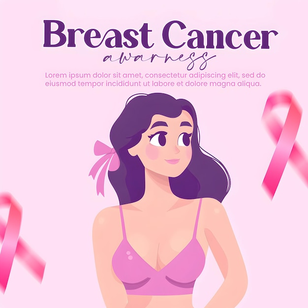 PSD international breast cancer day illustration breast cancer awareness Breast cancer day