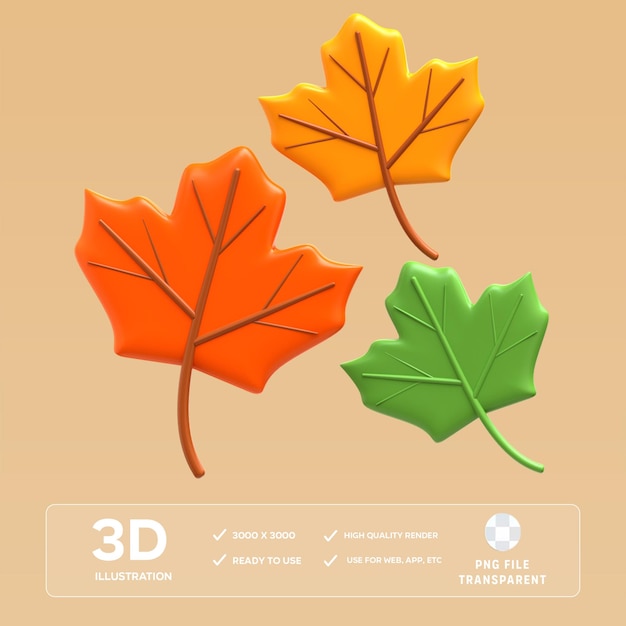 PSD кленовые листья 3D иллюстрация