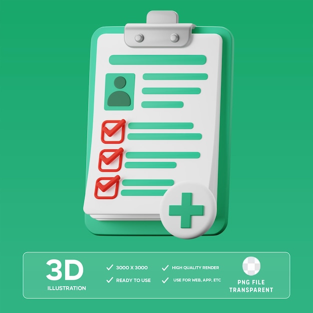 PSD Medical Report 3D Illustration