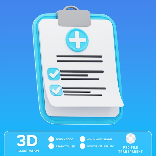 PSD psd medical report 3d illustration