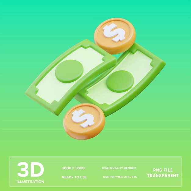 PSD psd money 3d illustration