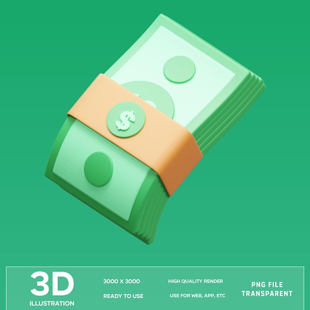 PSD money bundle 3D Illustration