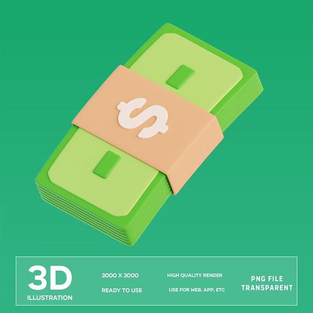 PSD psd money bundle 3d illustration