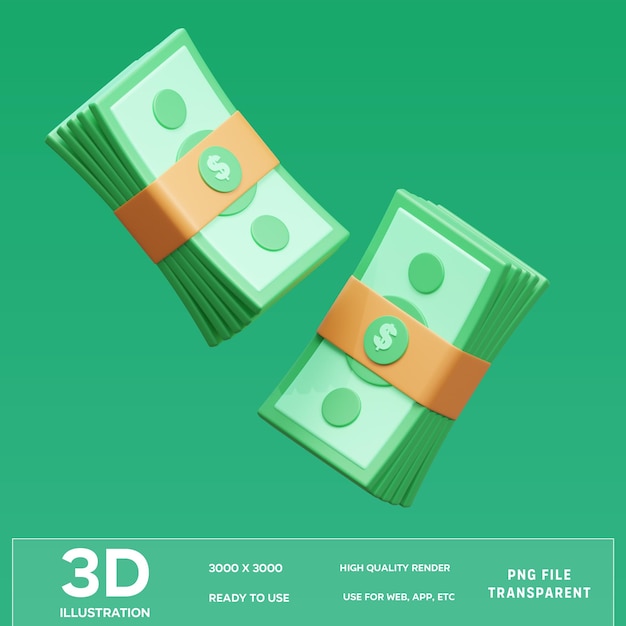 PSD money stack 3D Illustration