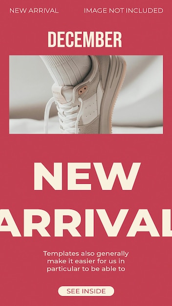 PSD psd new arrival shoes with red background instagram stories template