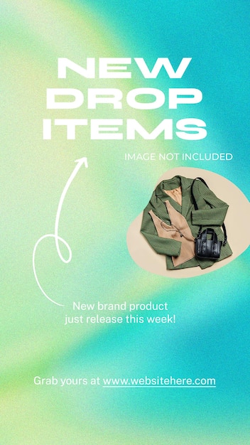 PSD psd new drop items with gradient background instagram story template