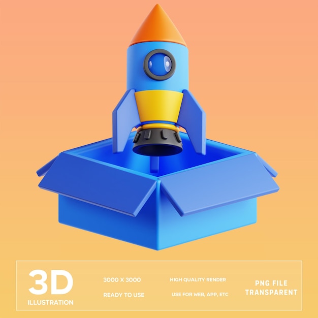 PSD out of the box 3D Illustration