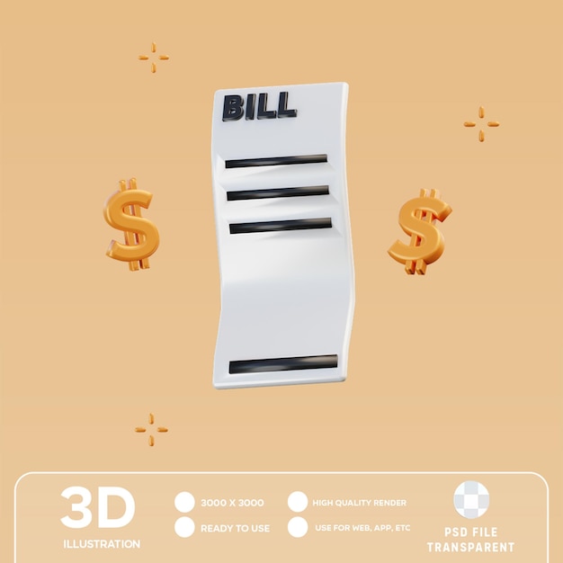 PSD psd payment receipt 3d illustration