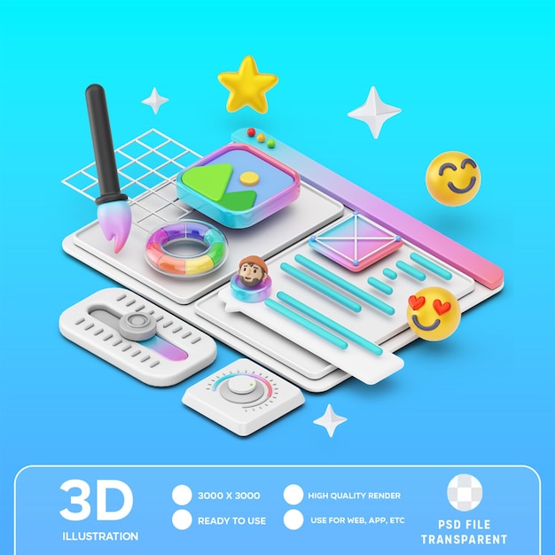 PSD psd photo editor application 3d illustration