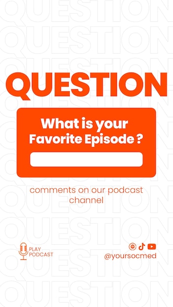 PSD Podcast Question Design for Social Media and Instagram Story Template