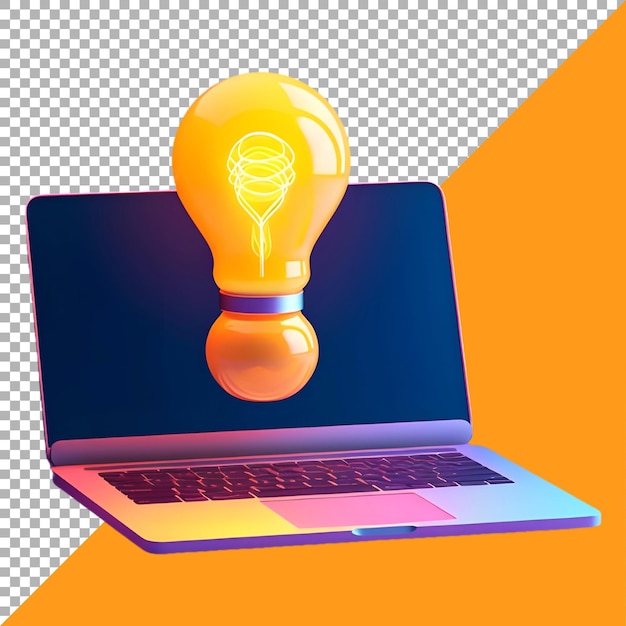 PSD Premium File Png of Laptop with Bulb against white Background