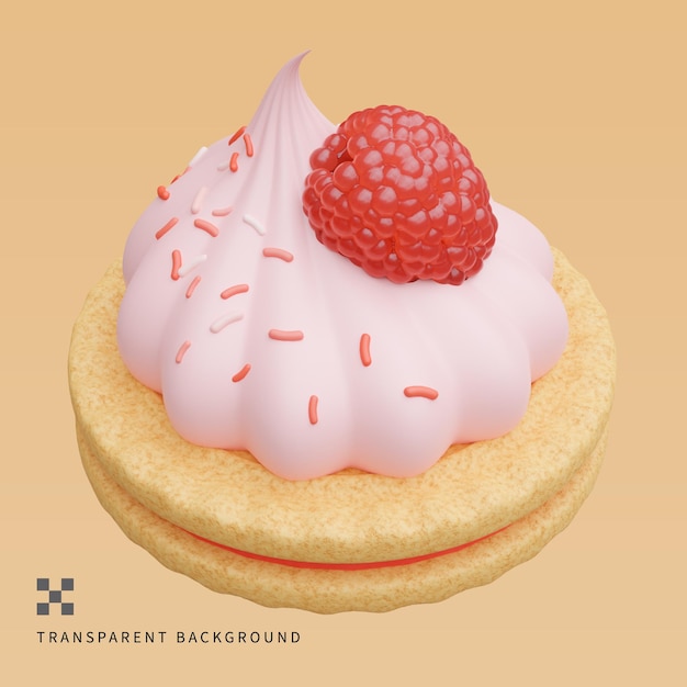 PSD psd rasberry cake 3d illustration