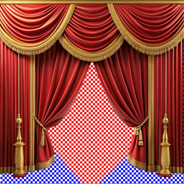 PSD psd of a red and gold curtain on transparent background