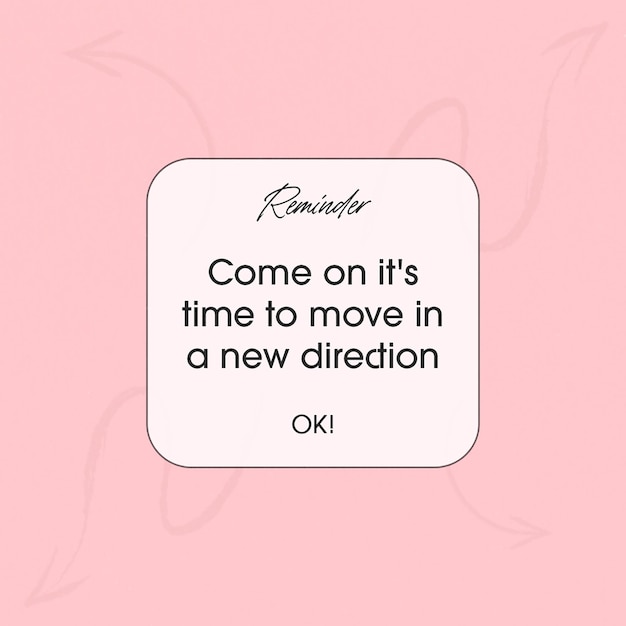 PSD Reminder Notification Quotes Design dla mediów społecznościowych i szablonu postów na Instagramie