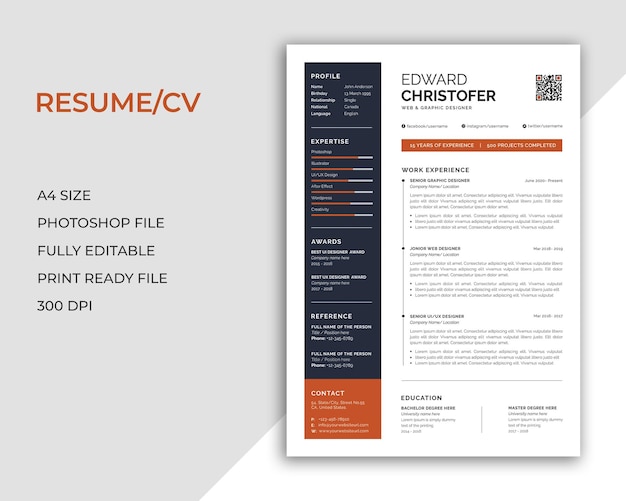 PSD resume template