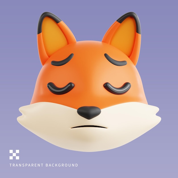 PSD Sad Fox 3D Illustration