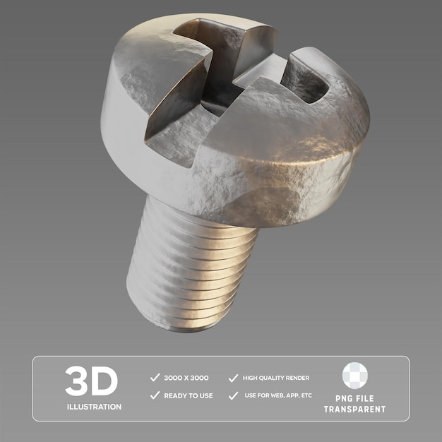 PSD screw cross 3D Illustration