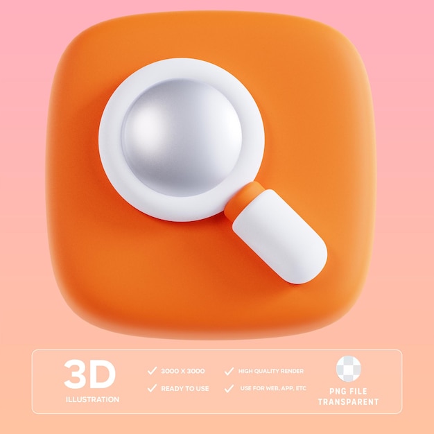 PSD search 3D Illustration